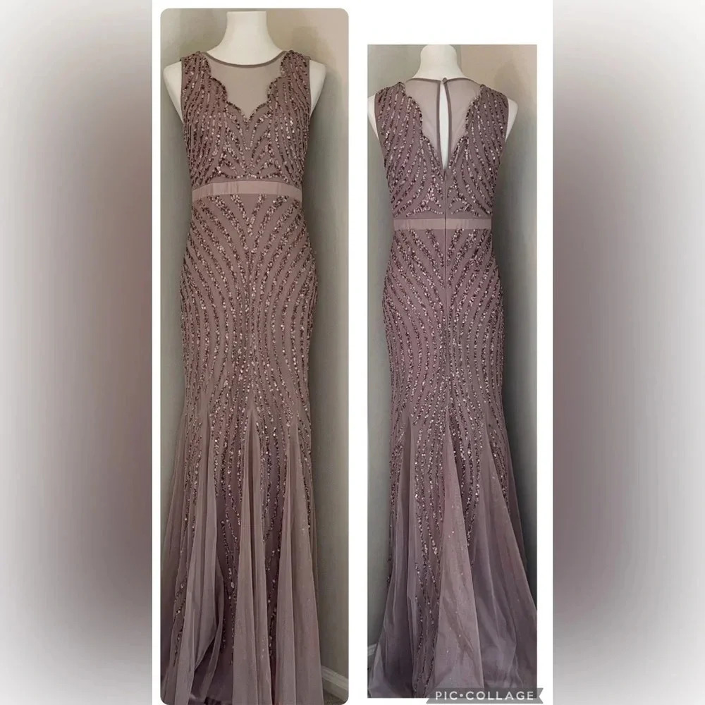 Aidan Mattox sequin gown wedding formal prom homecoming cocktail party girly
